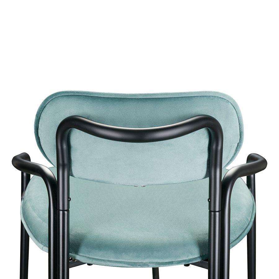Стул полубарный Рор, round, велюр, черный/светло-бирюзовый | Replace