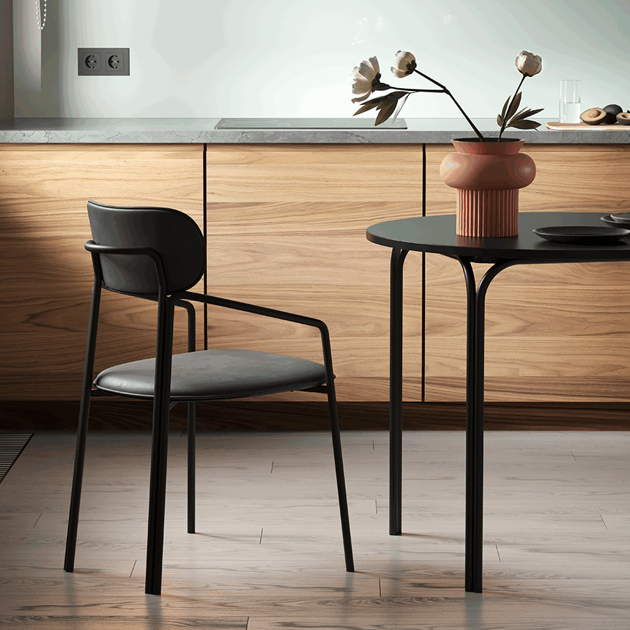 Стул Рор, round, велюр, черный/черный | Replace