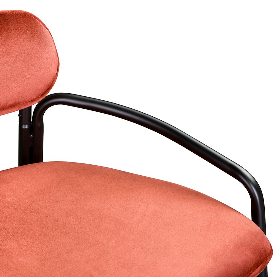 Стул полубарный Рор, round, велюр, черный/темно-красный | Replace