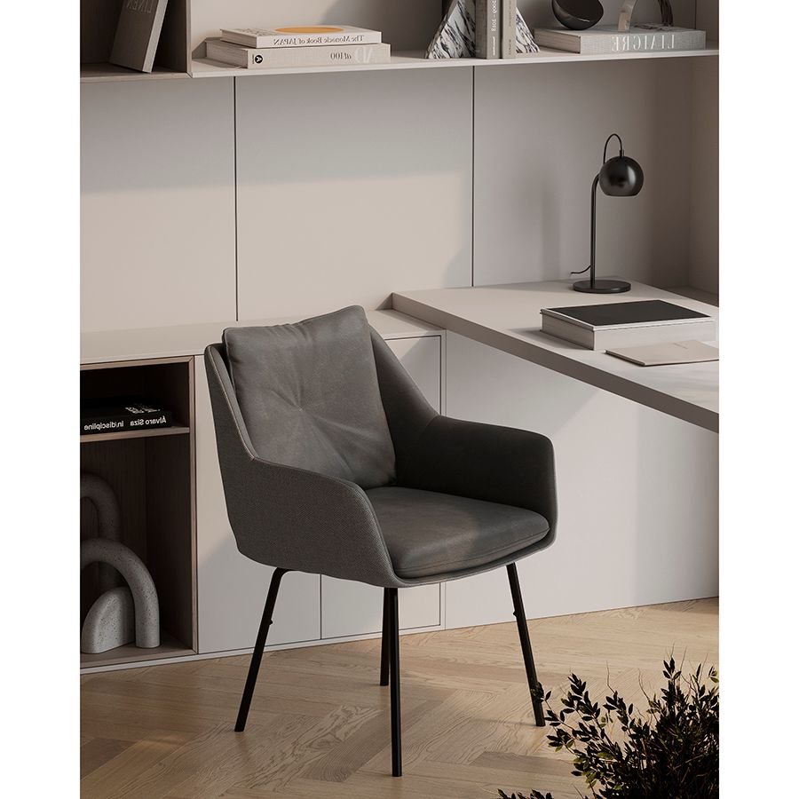 Стул Аллар, экокожа, рогожка, серый | Replace