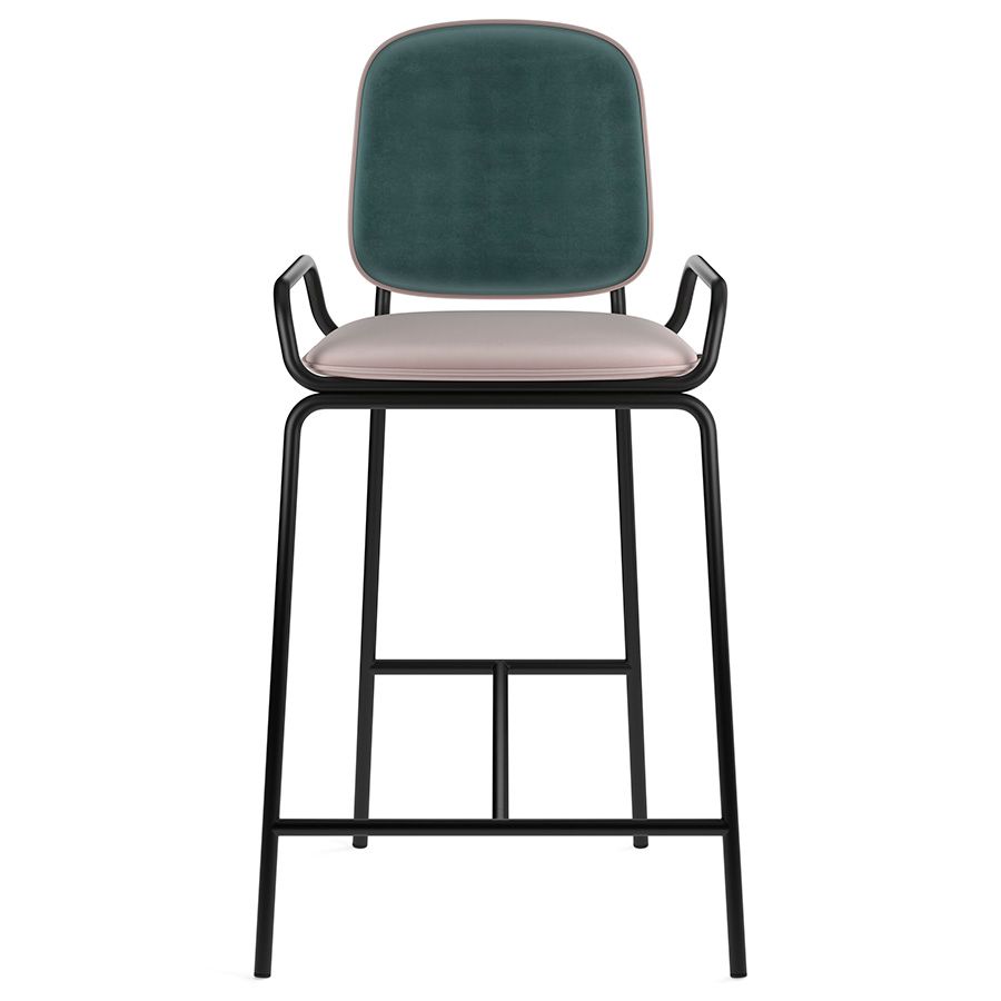 Стул полубарный Рор, 2 frame, велюр, черный/зеленый/розовый | Replace