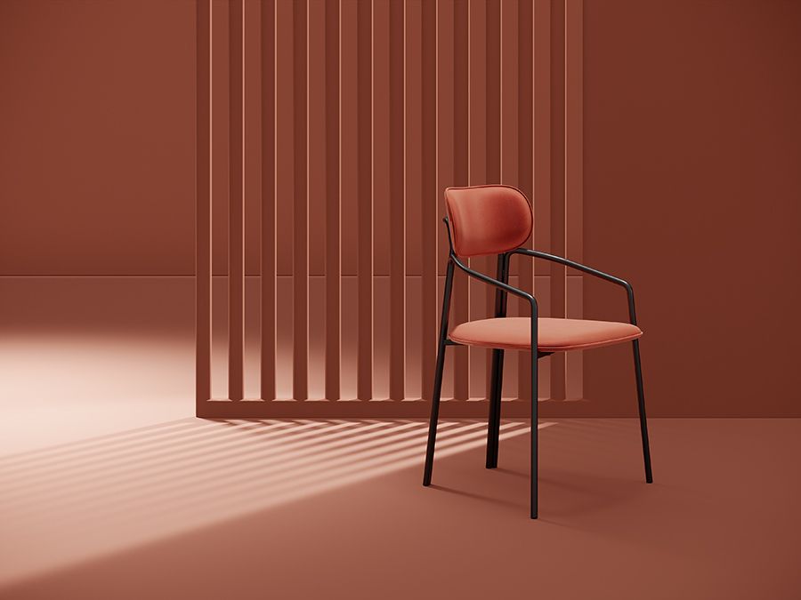 Стул Рор, round, велюр, черный/темно-красный | Replace