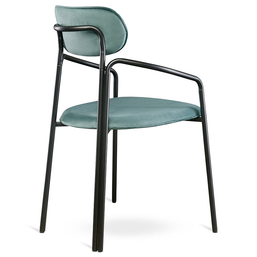 Стул Рор, round, велюр, черный/зеленый | Replace