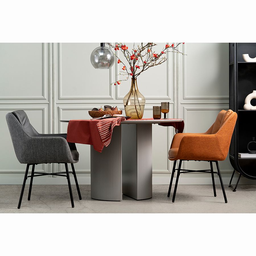 Стул Аллар, экокожа, рогожка, серый | Replace