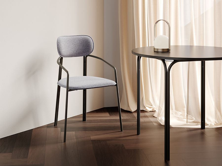 Стул Рор, round, рогожка, черный/серый | Replace