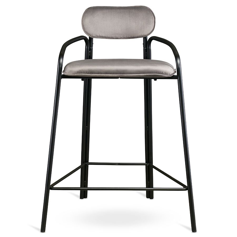 Стул полубарный Рор, round, велюр, черный/серый | Replace