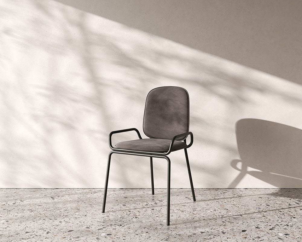 Стул Рор, double frame, велюр, черный/серый | Replace