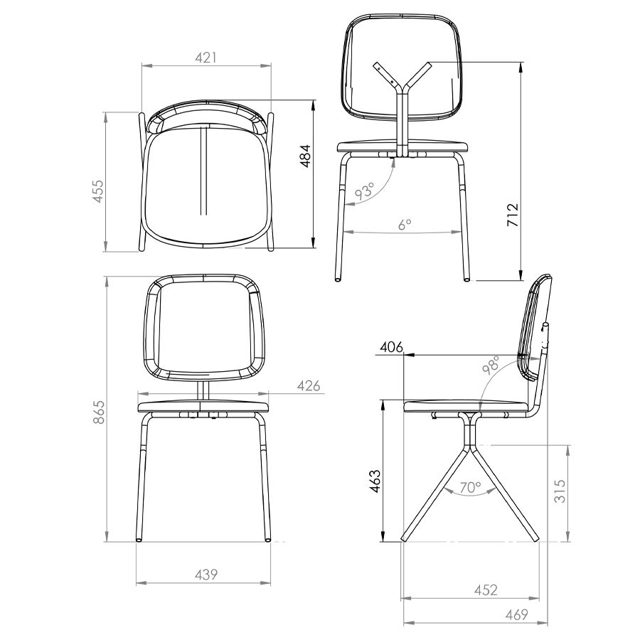 Стул Рор, y, рогожка, черный/серый | Replace