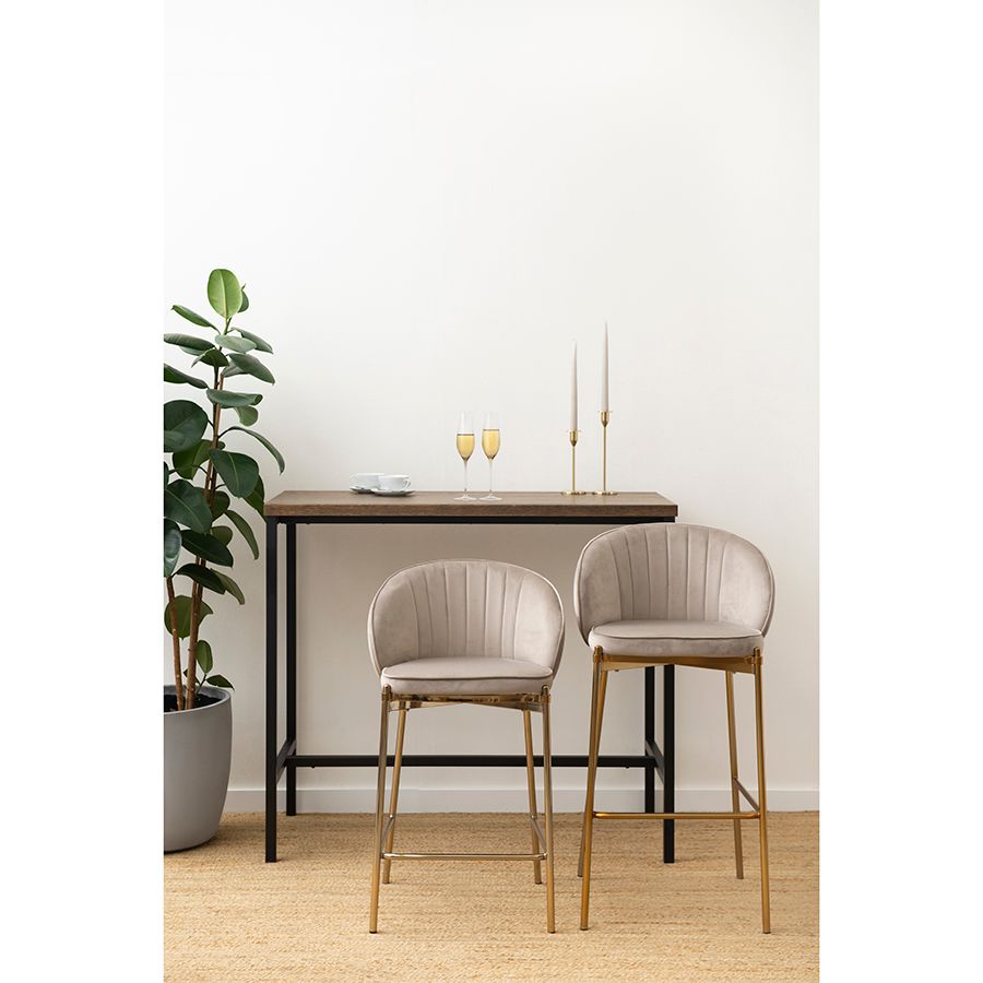Стул барный Коралл, велюр, серо-бежевый | Replace