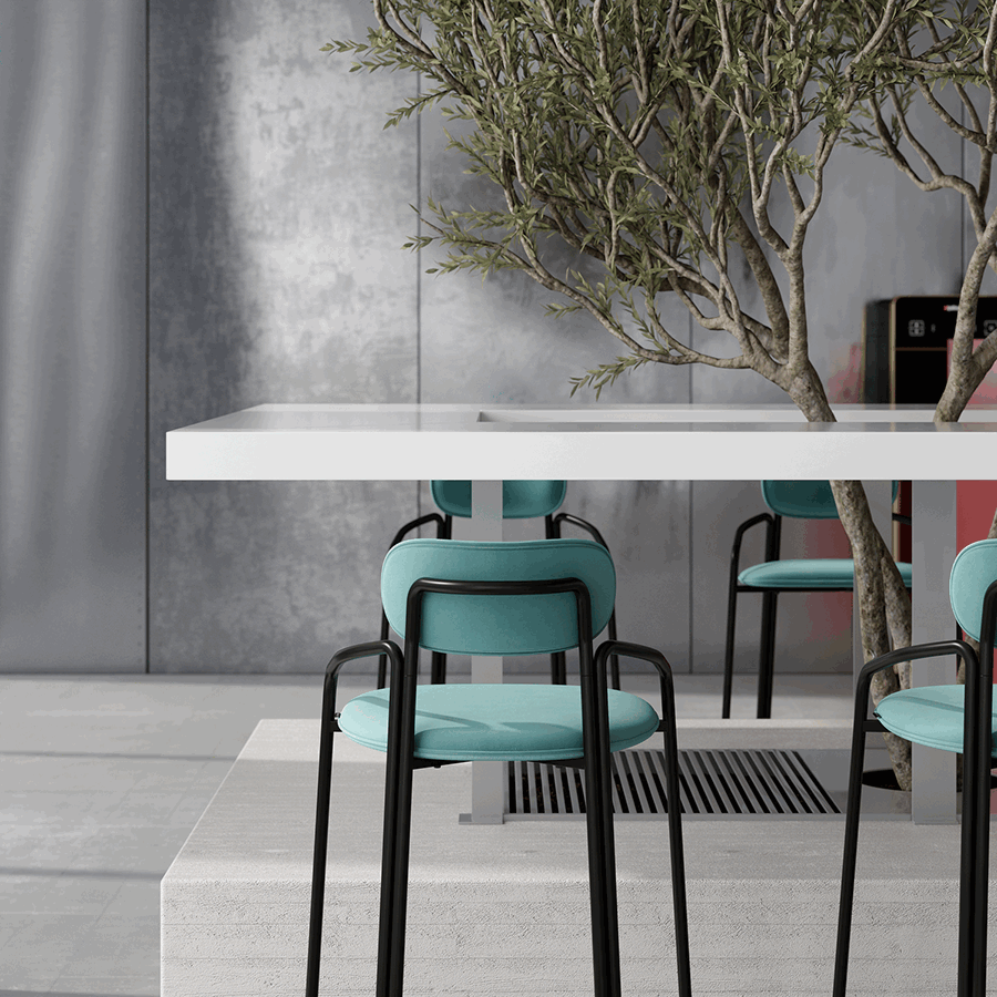 Стул барный Рор, round, велюр, черный/светло-бирюзовый | Replace