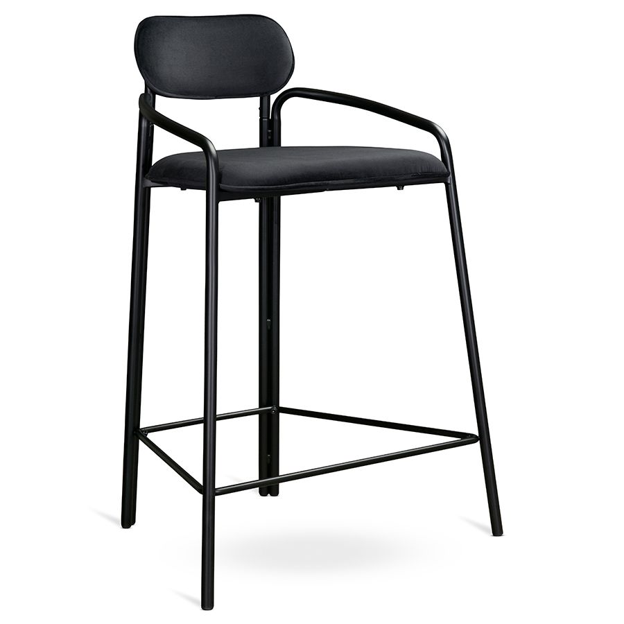 Стул полубарный Рор, round, велюр, черный/черный | Replace