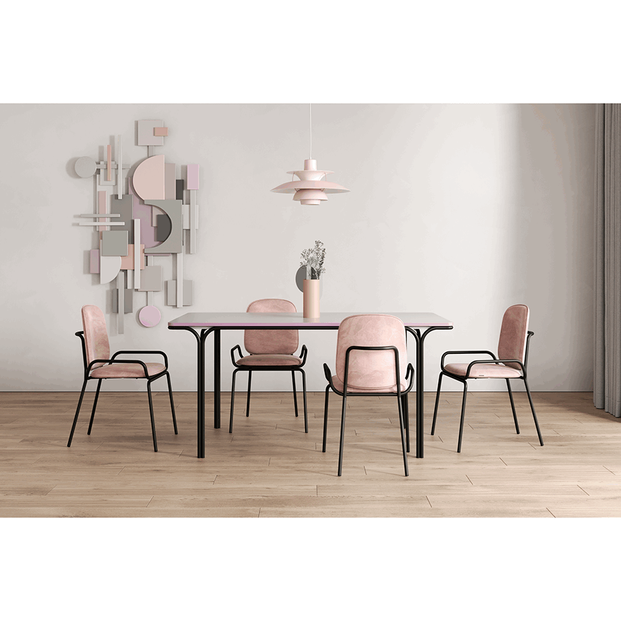 Стул Рор, double frame, велюр, черный/розовый | Replace