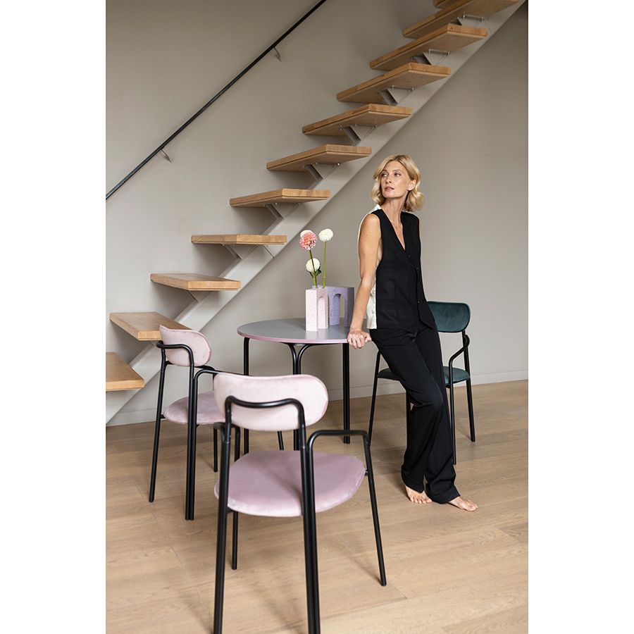 Стул Рор, round, велюр, черный/розовый | Replace