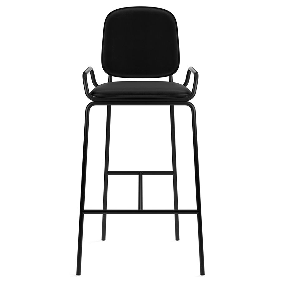 Стул барный Рор, 2 frame, велюр, черный/черный | Replace