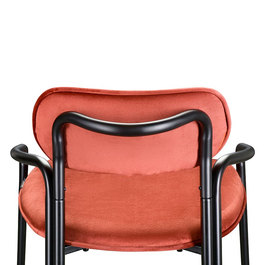 Стул полубарный Рор, round, велюр, черный/темно-красный | Replace