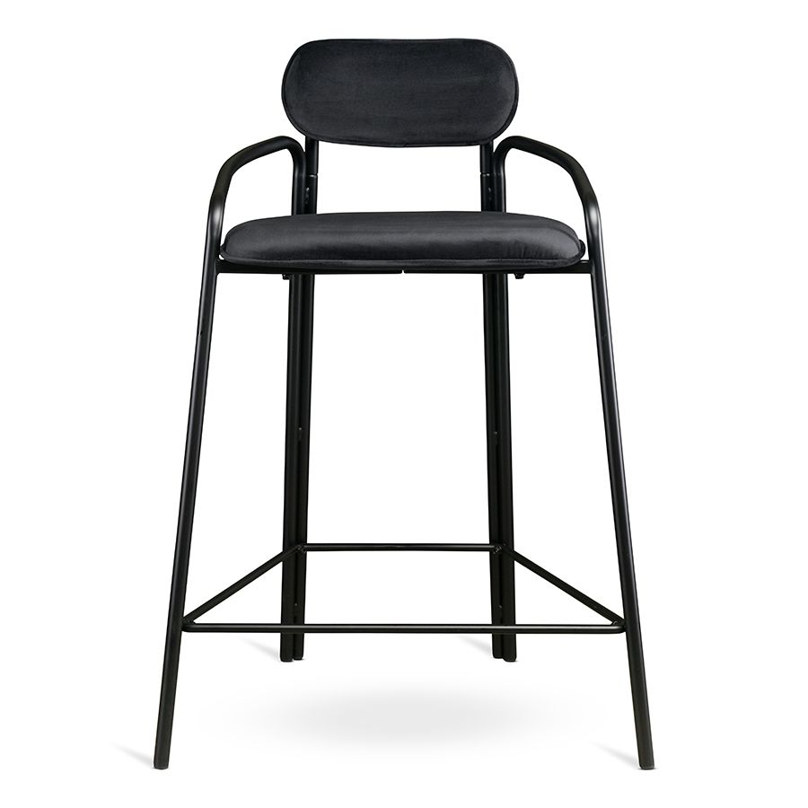 Стул полубарный Рор, round, велюр, черный/черный | Replace