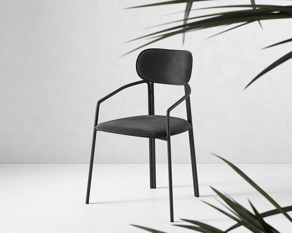 Стул Рор, round, велюр, черный/черный | Replace