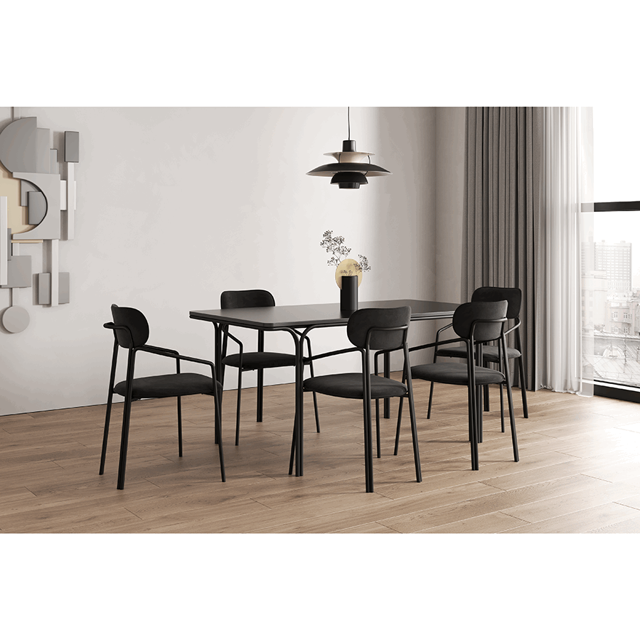 Стул Рор, round, велюр, черный/черный | Replace