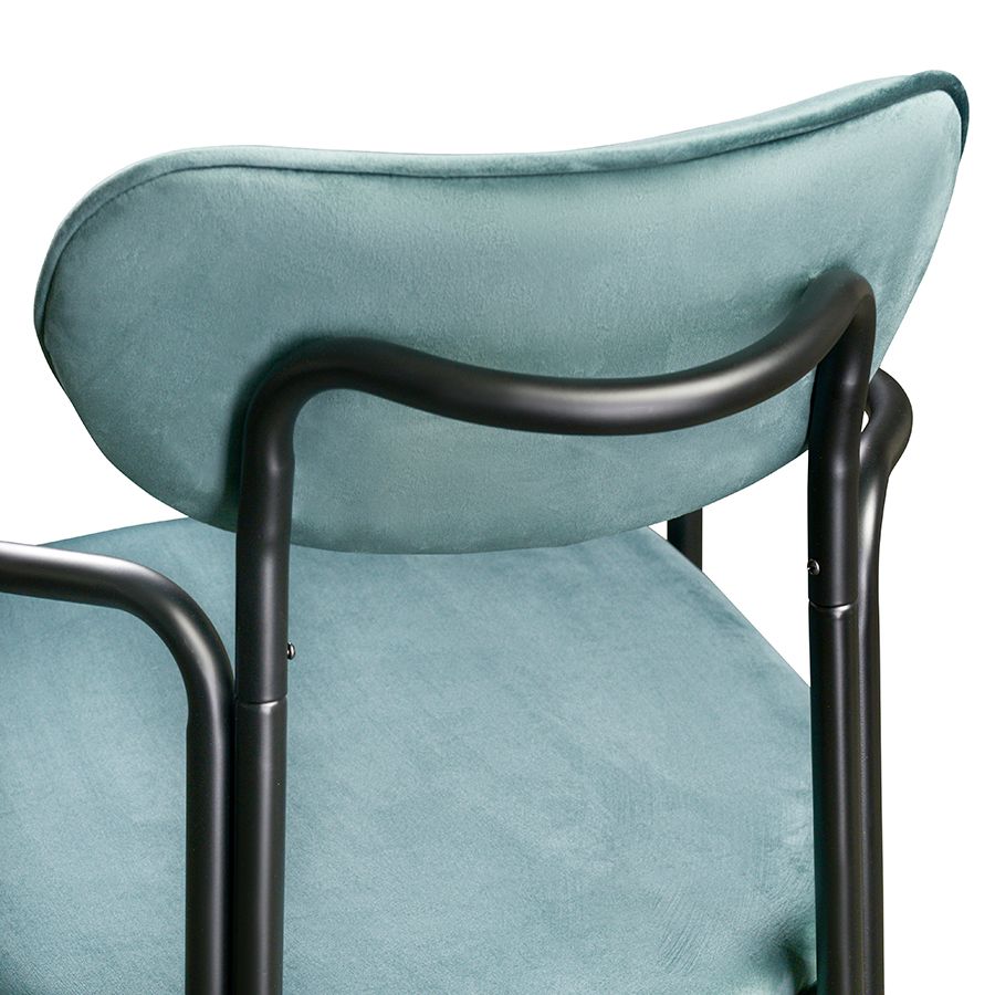 Стул Рор, round, велюр, черный/зеленый | Replace