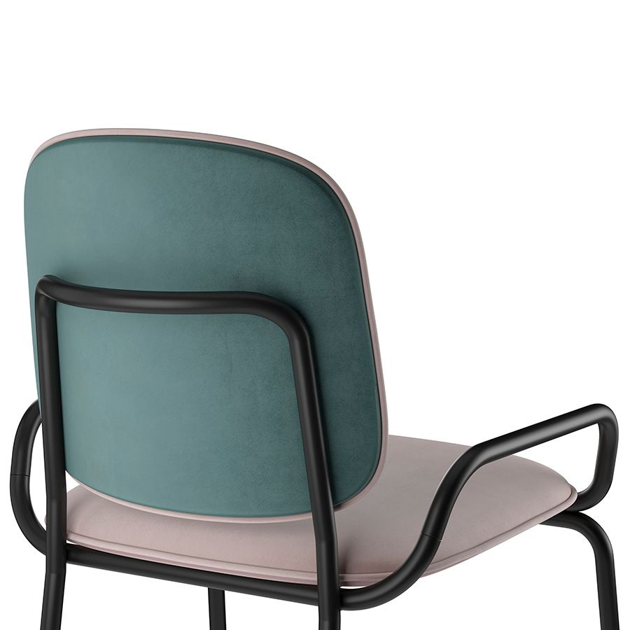 Стул полубарный Рор, 2 frame, велюр, черный/зеленый/розовый | Replace