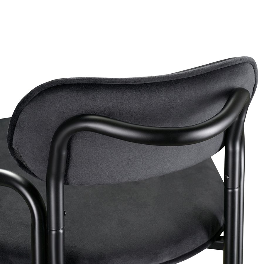 Стул барный Рор, round, велюр, черный/черный | Replace