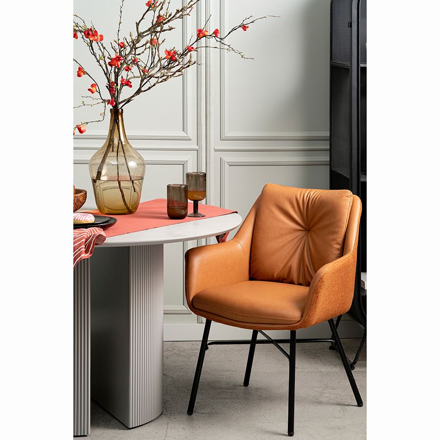 Стул Аллар, экокожа, рогожка, коричневый | Replace