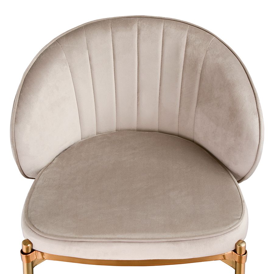 Стул полубарный Коралл, велюр, серо-бежевый | Replace