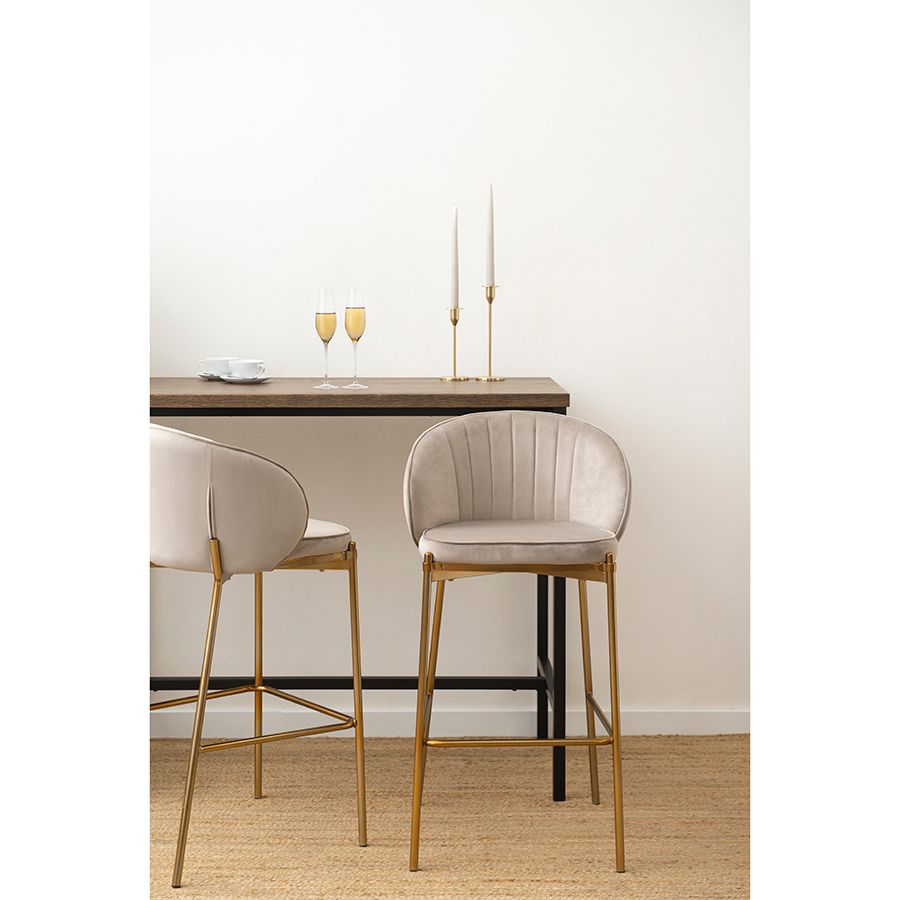 Стул барный Коралл, велюр, серо-бежевый | Replace