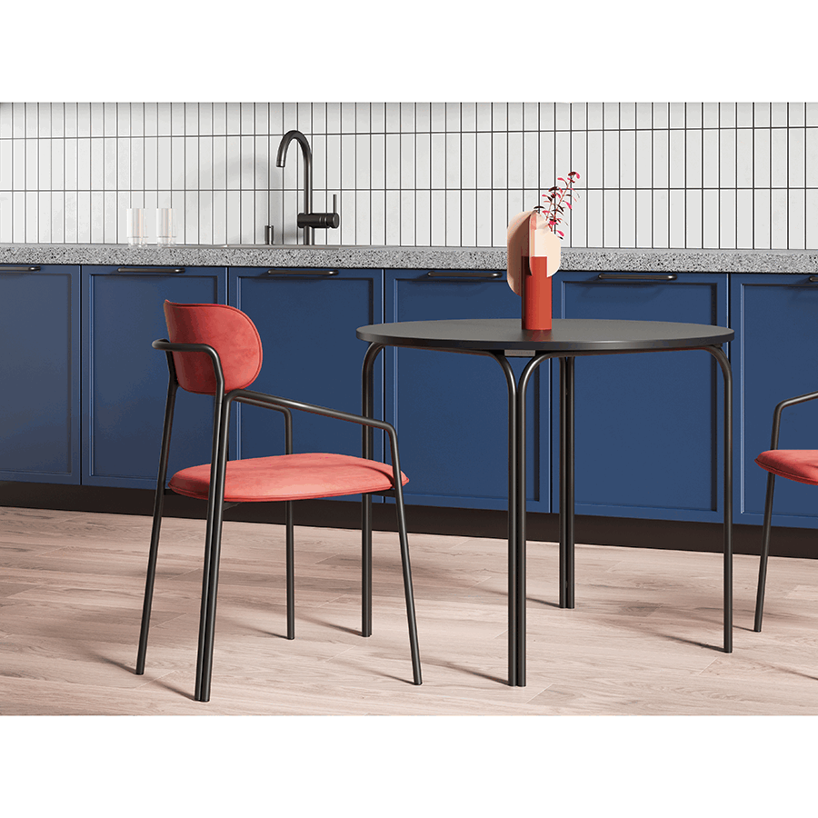 Стул Рор, round, велюр, черный/темно-красный | Replace