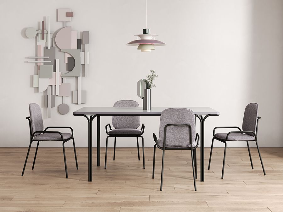 Стул Рор, double frame, рогожка, черный /серый | Replace