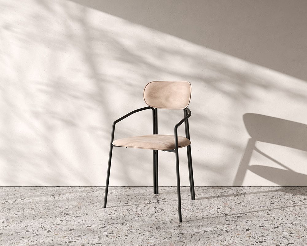 Стул Рор, round, велюр, черный/бежевый | Replace