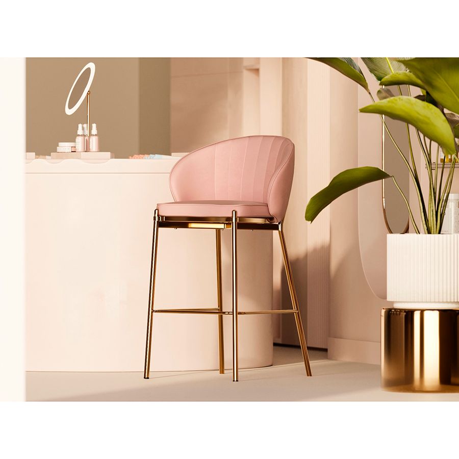 Стул барный Коралл, велюр, розовый | Replace