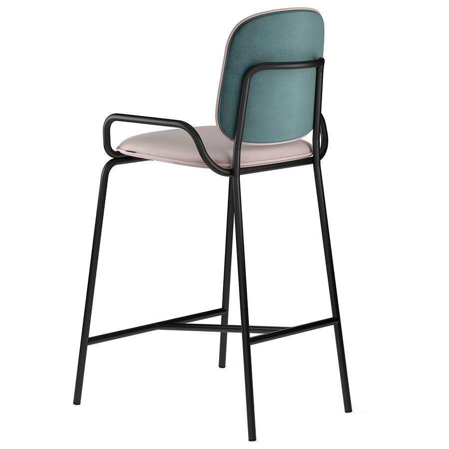 Стул полубарный Рор, 2 frame, велюр, черный/зеленый/розовый | Replace