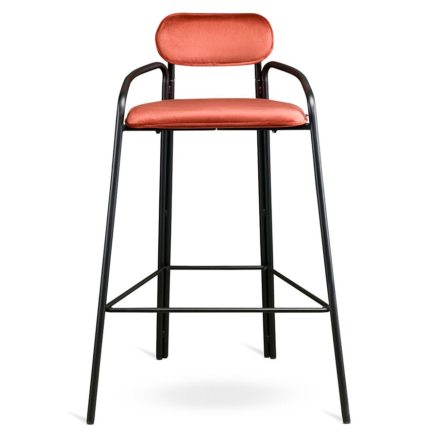 Стул барный Рор, round, велюр, черный/темно-красный | Replace