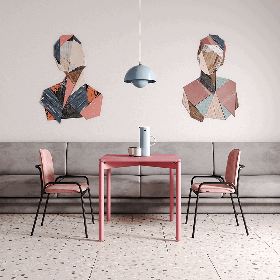 Стул Рор, double frame, велюр, черный/розовый | Replace