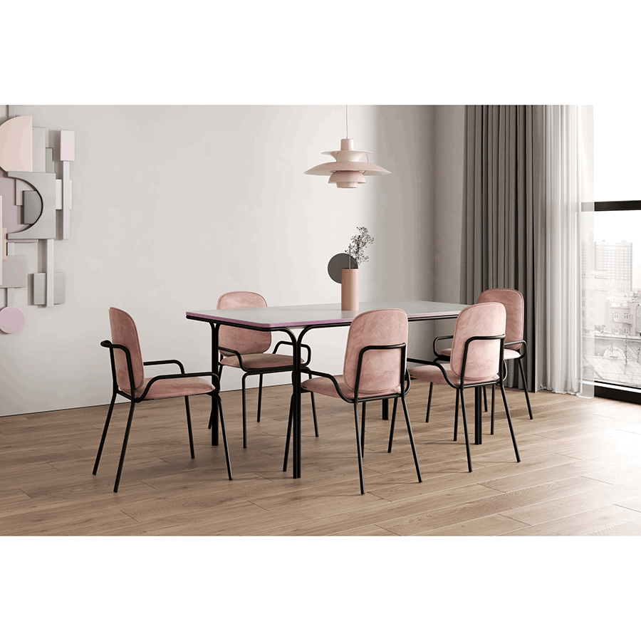 Стул Рор, double frame, велюр, черный/розовый | Replace