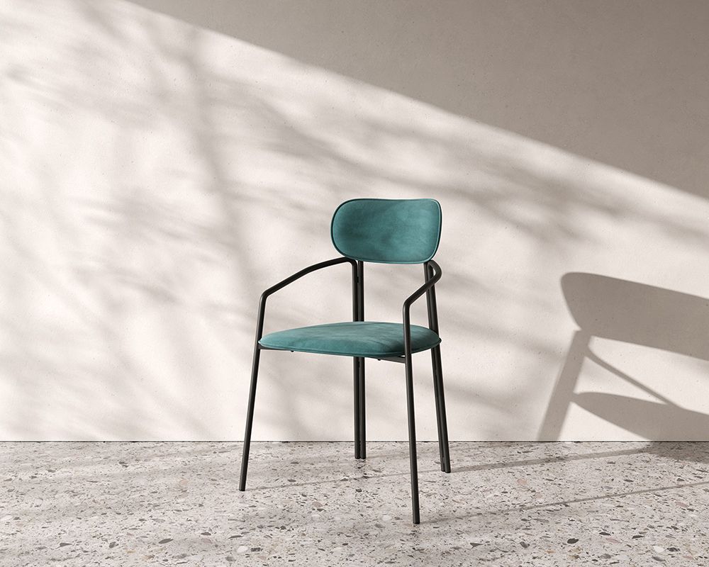 Стул Рор, round, велюр, черный/зеленый | Replace