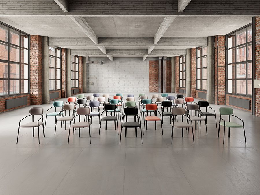 Стул Рор, round, велюр, черный/темно-красный | Replace