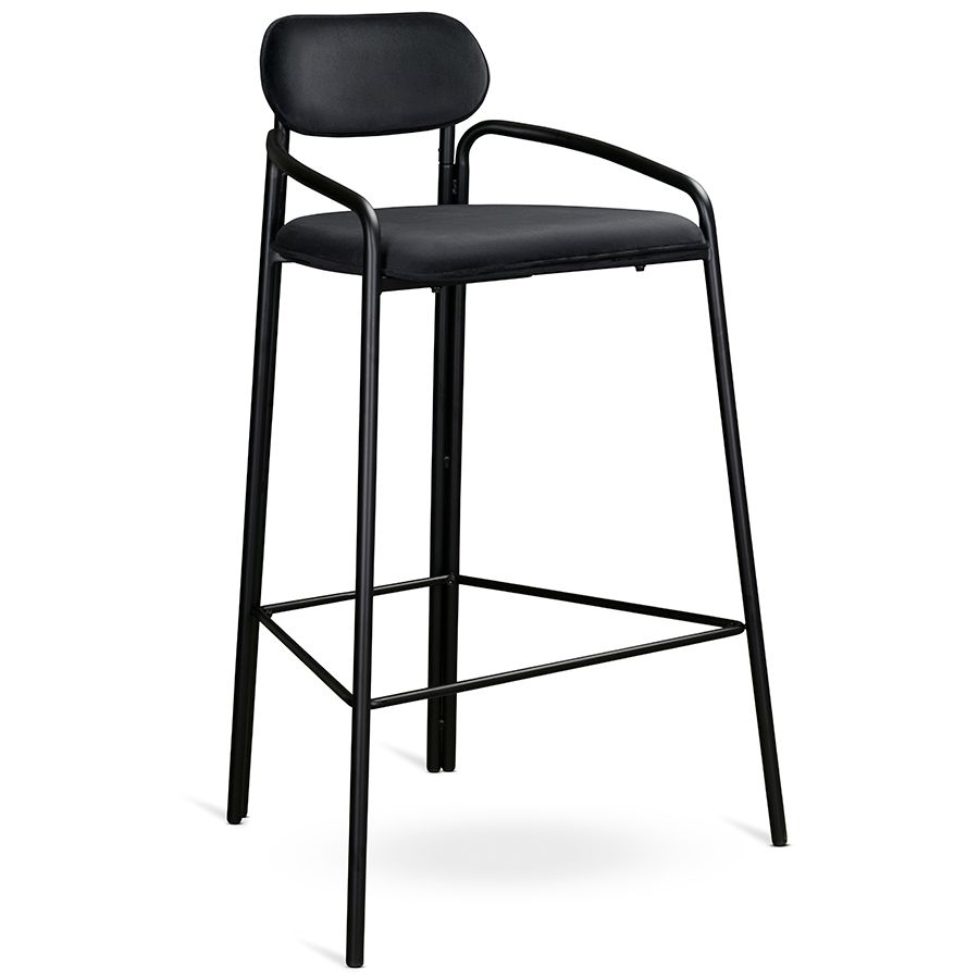 Стул барный Рор, round, велюр, черный/черный | Replace