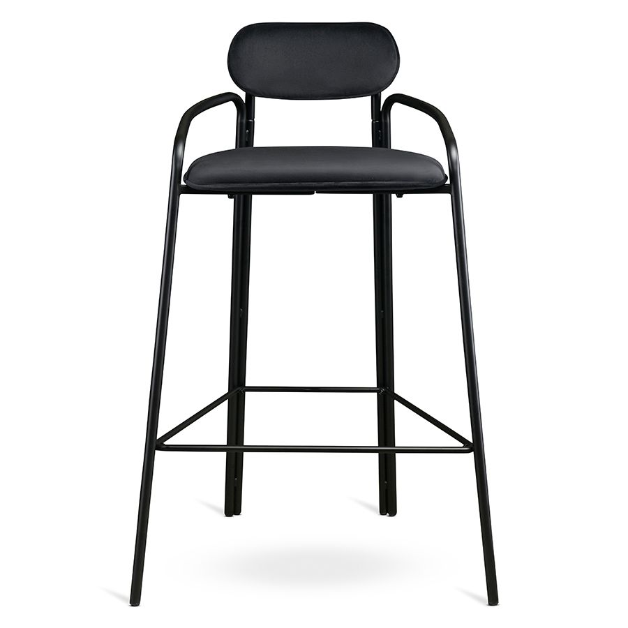 Стул барный Рор, round, велюр, черный/черный | Replace