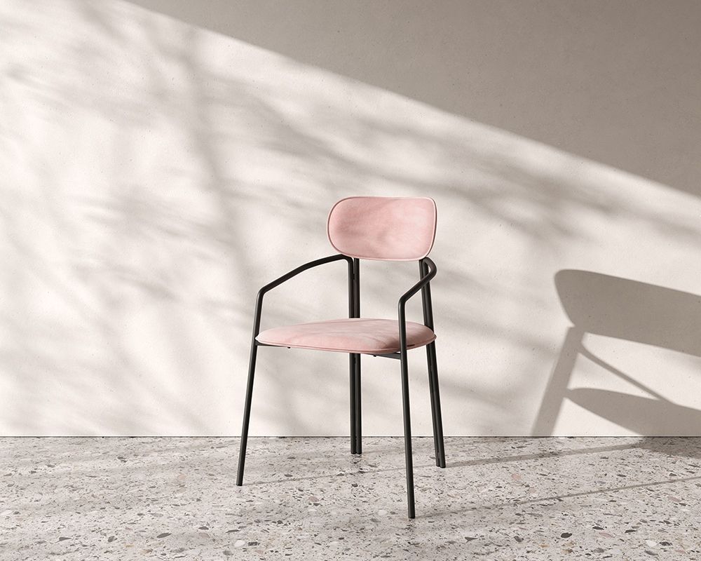 Стул Рор, round, велюр, черный/розовый | Replace