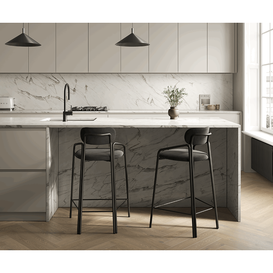 Стул полубарный Рор, round, велюр, черный/черный | Replace