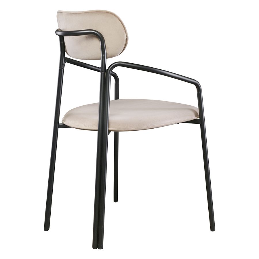 Стул Рор, round, велюр, черный/бежевый | Replace