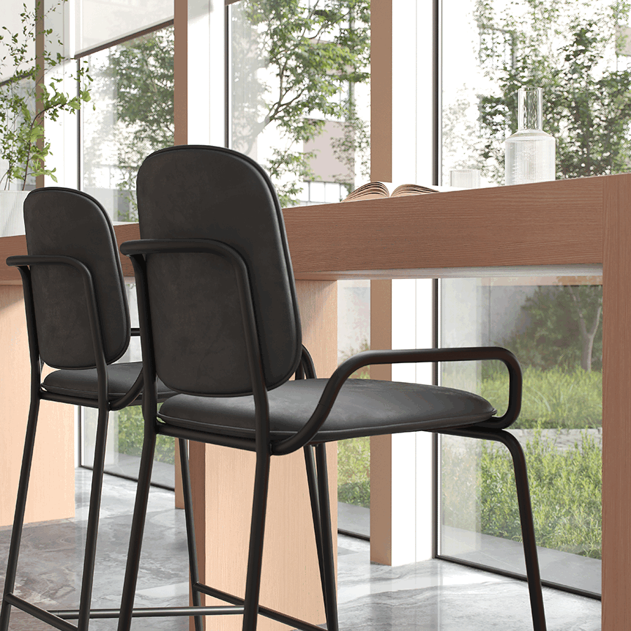 Стул полубарный Рор, 2 frame, велюр, черный/черный | Replace