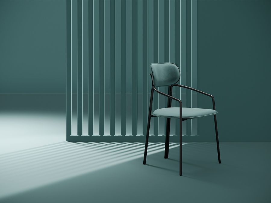 Стул Рор, round, велюр, черный/зеленый | Replace