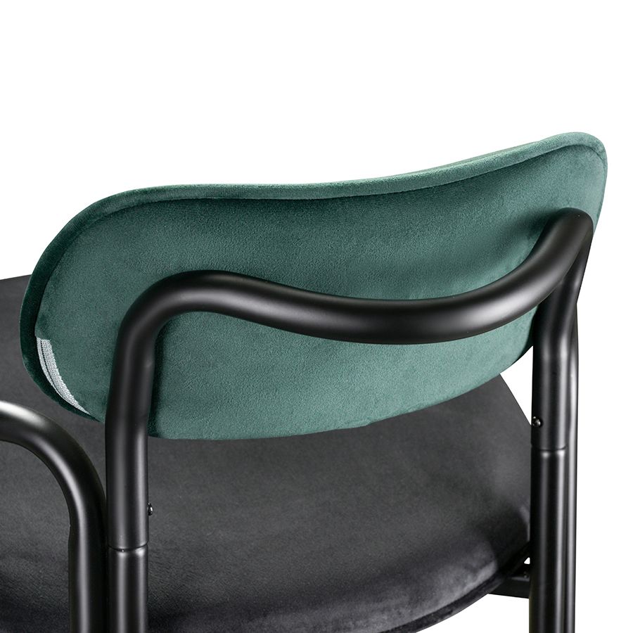 Стул барный Рор, round, велюр, черный/темно-зеленый/черный | Replace