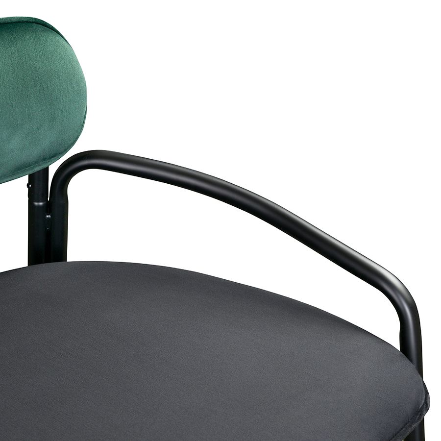 Стул полубарный Рор, round, велюр, черный/темно-зеленый/черный | Replace