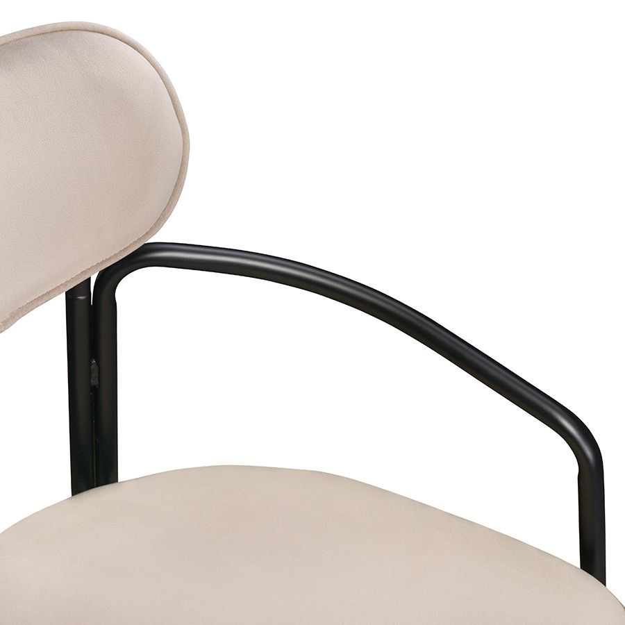 Стул Рор, round, велюр, черный/бежевый | Replace