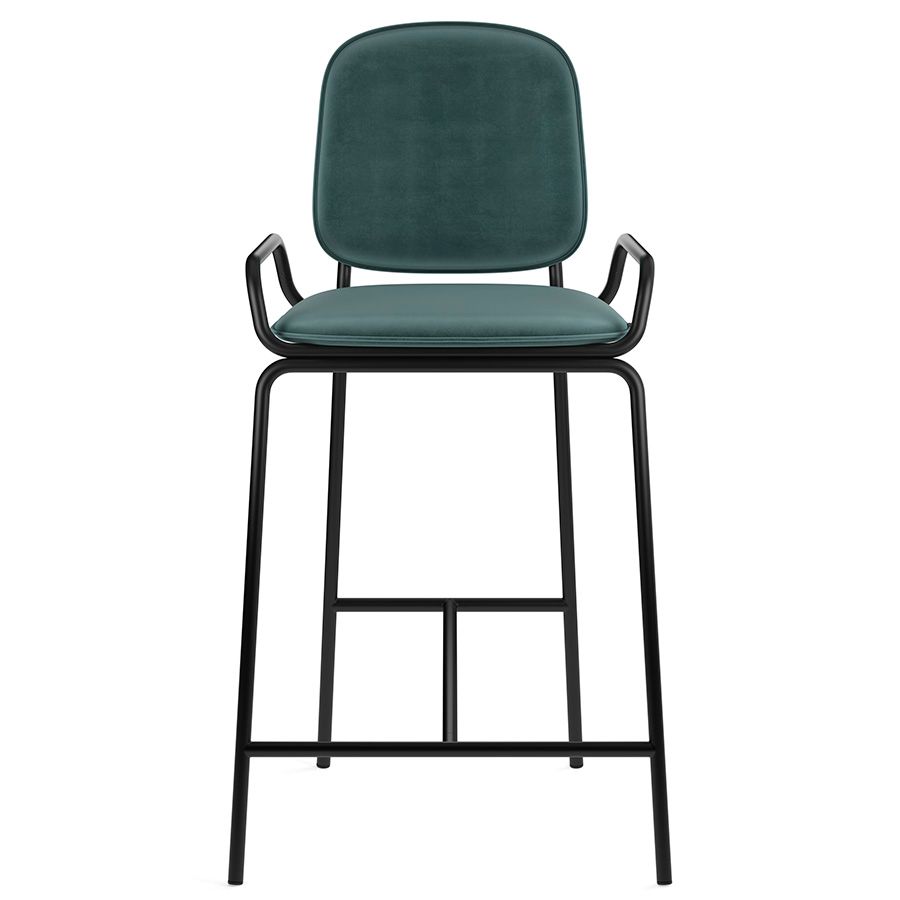 Стул полубарный Рор, 2 frame, велюр, черный/зеленый | Replace