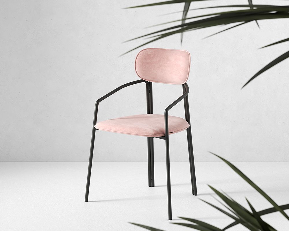 Стул Рор, round, велюр, черный/розовый | Replace